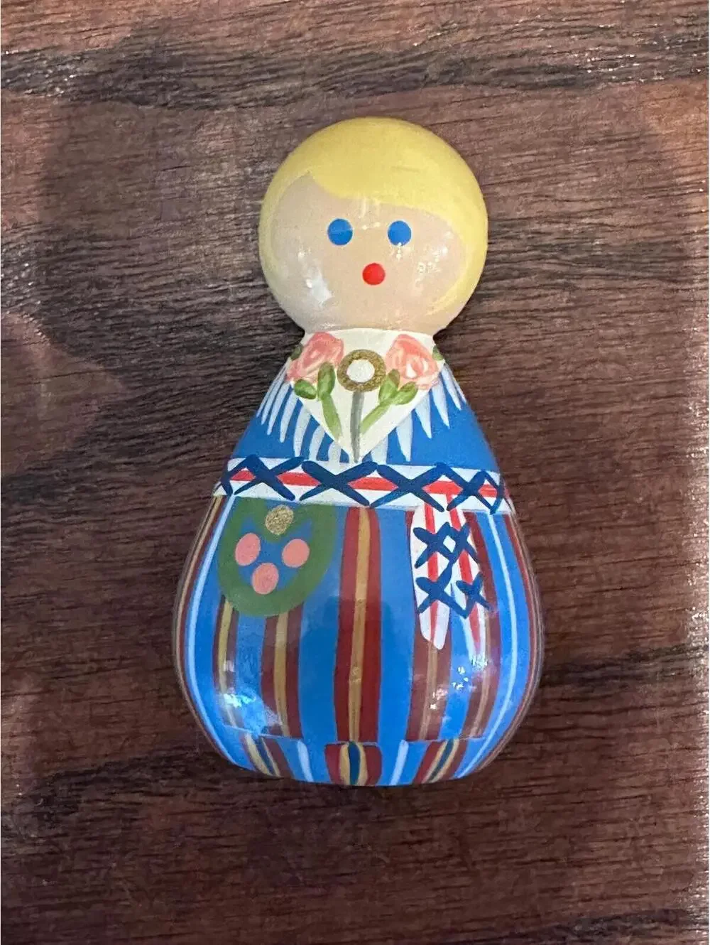 Vintage Wooden Finland Peg Doll Refrigerator Magnets Set of 3